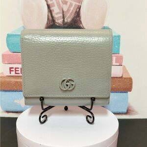 GUCCI  GG Marmont Wallet Bifold French Flap Grey Gray Pebbled Leather